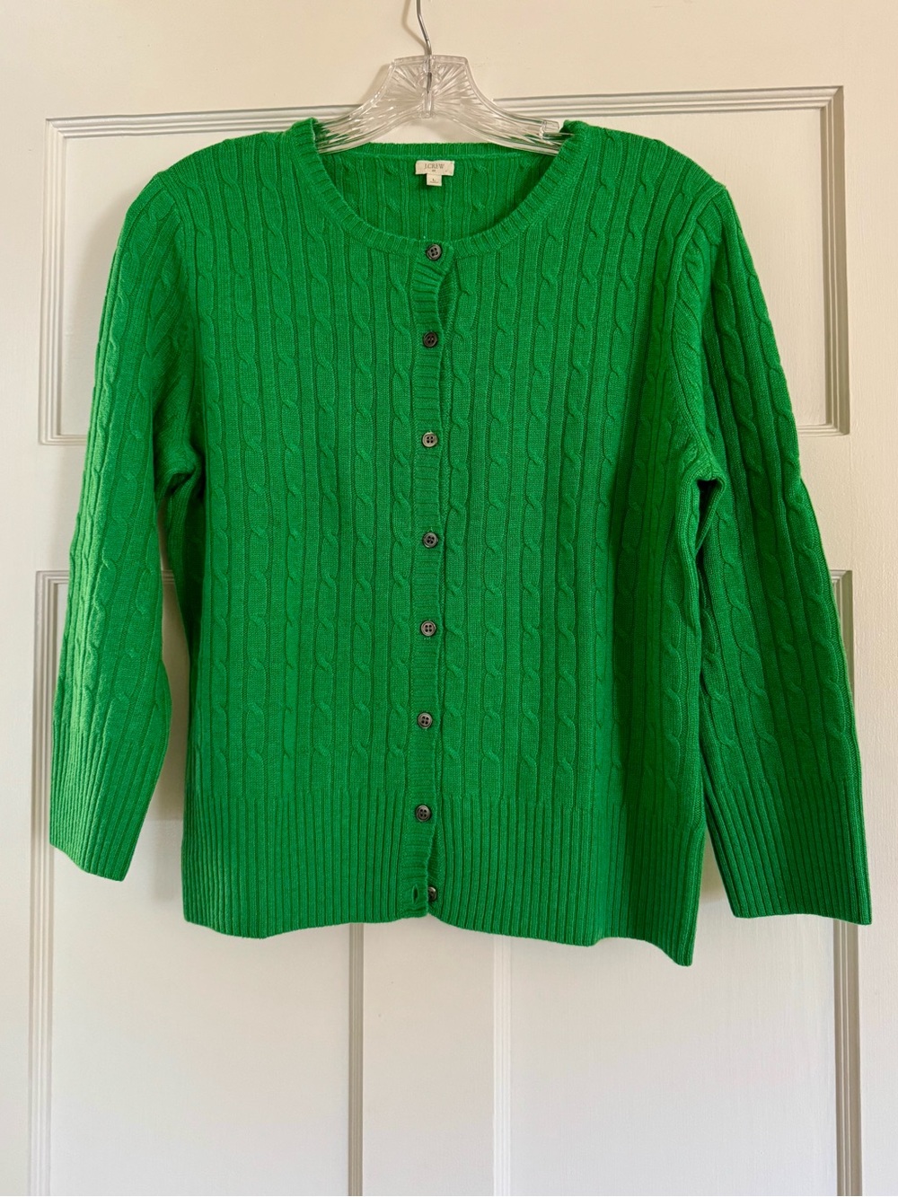 J.Crew Factory - Green Cable Knit Wool/Cashmere Cardigan Sweater